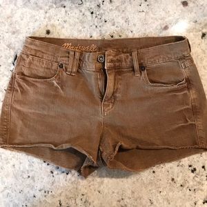 Madewell camel cutoff shorts